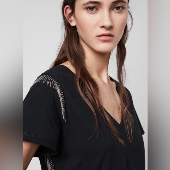 All Saints Emelyn Chain Detail T-Shirt Dress Small NWOT - Picture 3 of 13